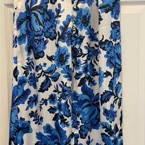 Christian Lacroix Blue and White Wide Leg Floral Fabric Size S